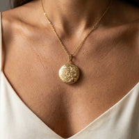 Thumbnail for Floral Round Photo Locket Necklace
