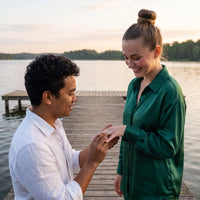 Thumbnail for Proposal moment, he slips the Engagement Ring & Crystals in rose gold onto her finger | SKU: 25535394-6-rose-gold