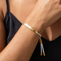 Thumbnail for Bracelet cordon femme — gros plan sur les détails, or | SKU: laperle-g