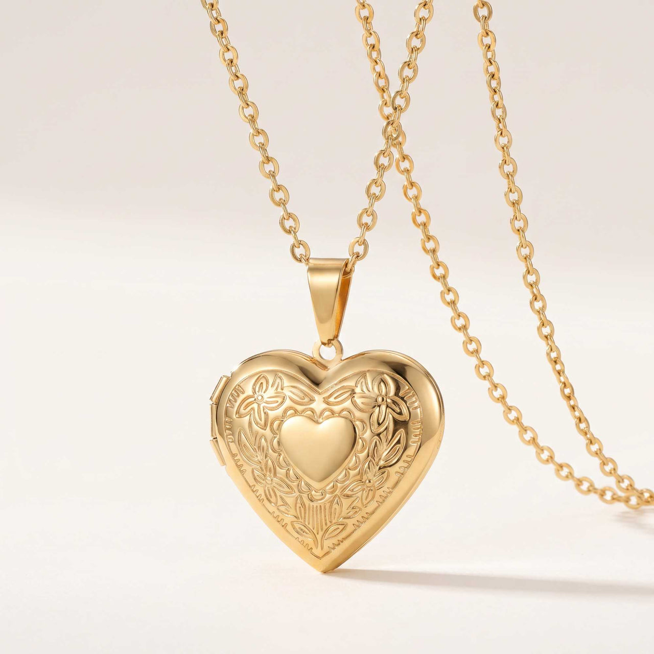 Collier Médaillon Photo Coeur Floral