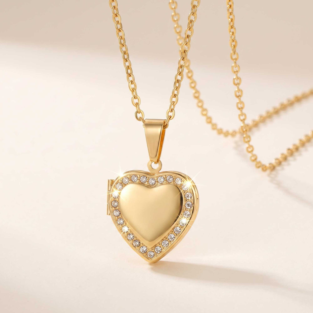 Collier Médaillon Photo Coeur Cristal