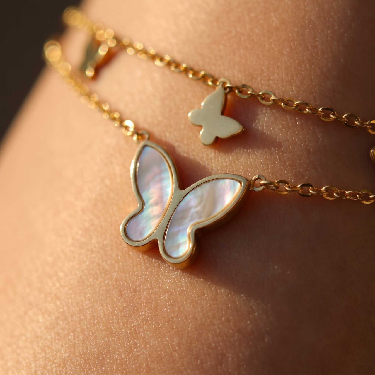 Chaîne de Cheville Papillon Nacre