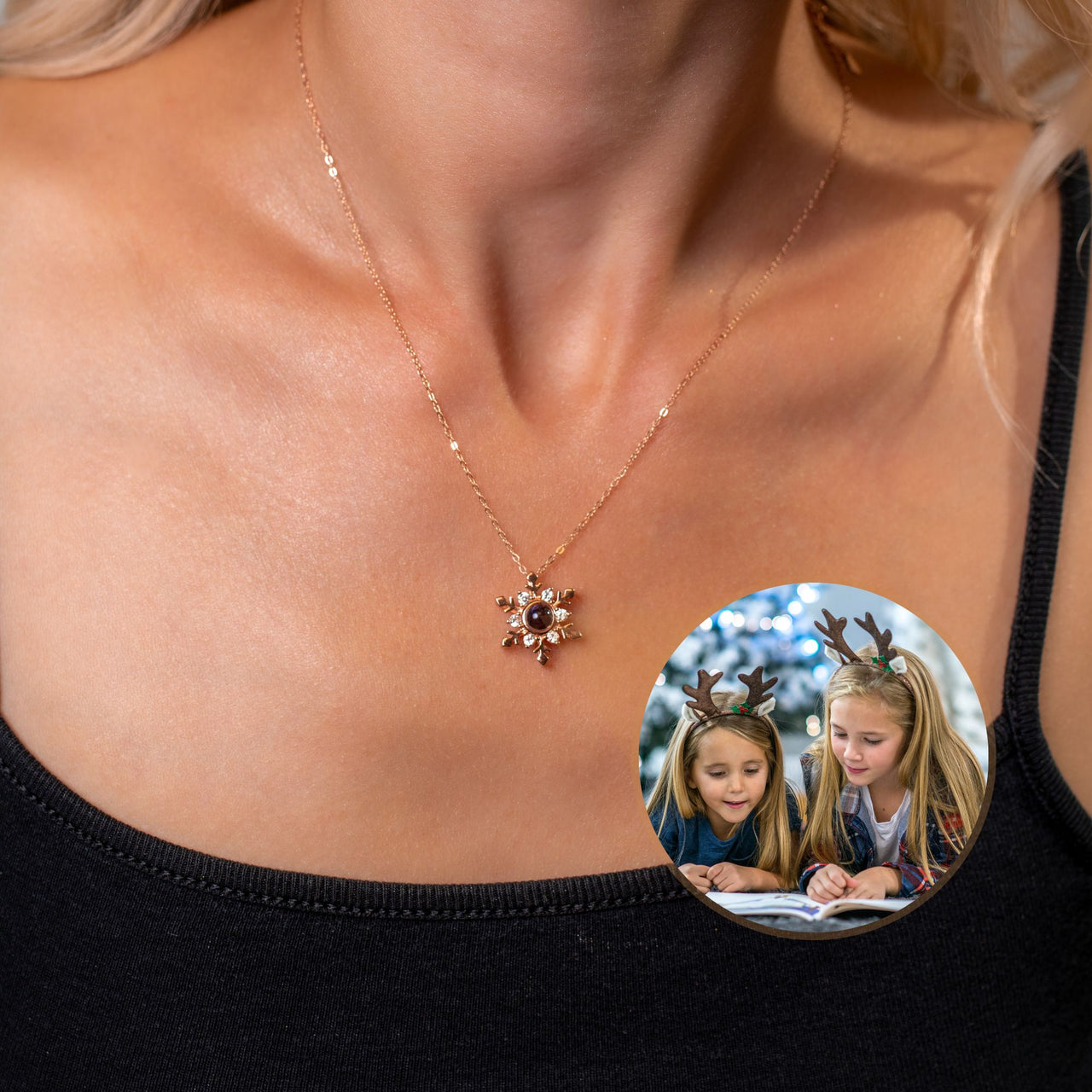 Snowflake Photo Necklace