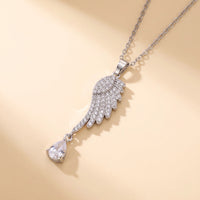 Thumbnail for Angel Wing Drop Necklace, silver | SKU: 42005-silver