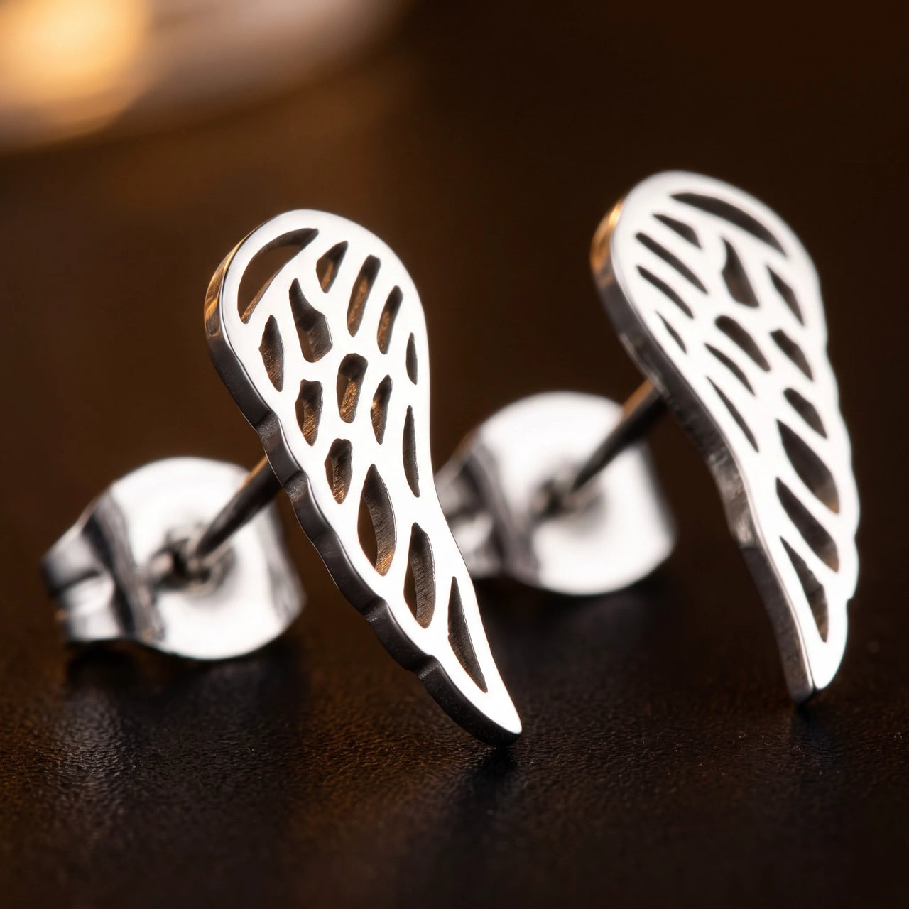 Close-up of the silver stud earrings | SKU: 42008-silver