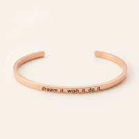 Thumbnail for Dream it. Wish it. Do it, rose gold engraved cuff bracelet | SKU: 4214557-imitation-rhodium-plated