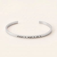 Thumbnail for Dream it. Wish it. Do it, silver engraved cuff bracelet | SKU: 4214557-silver-plated