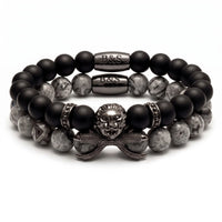 Thumbnail for Black Lion with Black & Grey Stones Set – studio packshot | Brother & Sisters | SKU: 21369621-gun-black-XS-14-15, 21369621-gun-black-S-16-17, 21369621-gun-black-M-18-19, 21369621-gun-black-L-20-21, 21369621-gun-black-XL-22-23