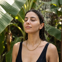 Thumbnail for Collier grosse maille — photo portée sous la douche, waterproof, or | SKU: lachaine