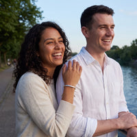 Thumbnail for Green string bracelet — worn by a couple, silver | SKU: lanature-wg