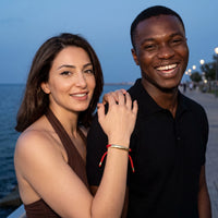 Thumbnail for Red string bracelet — worn by a couple, gold | SKU: lamour-g