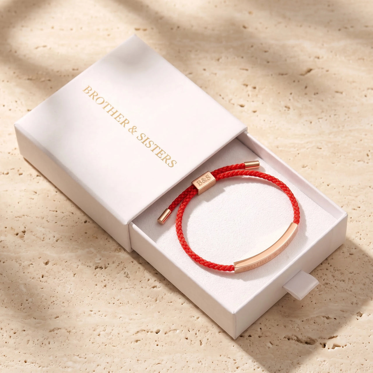 Bracelet cordon rouge — dans l'écrin cadeau, or rose | SKU: lamour-rg