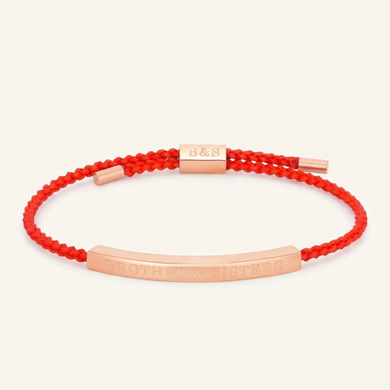 Bracelet cordon rouge — photo produit sur fond blanc, or rose | SKU: lamour-rg