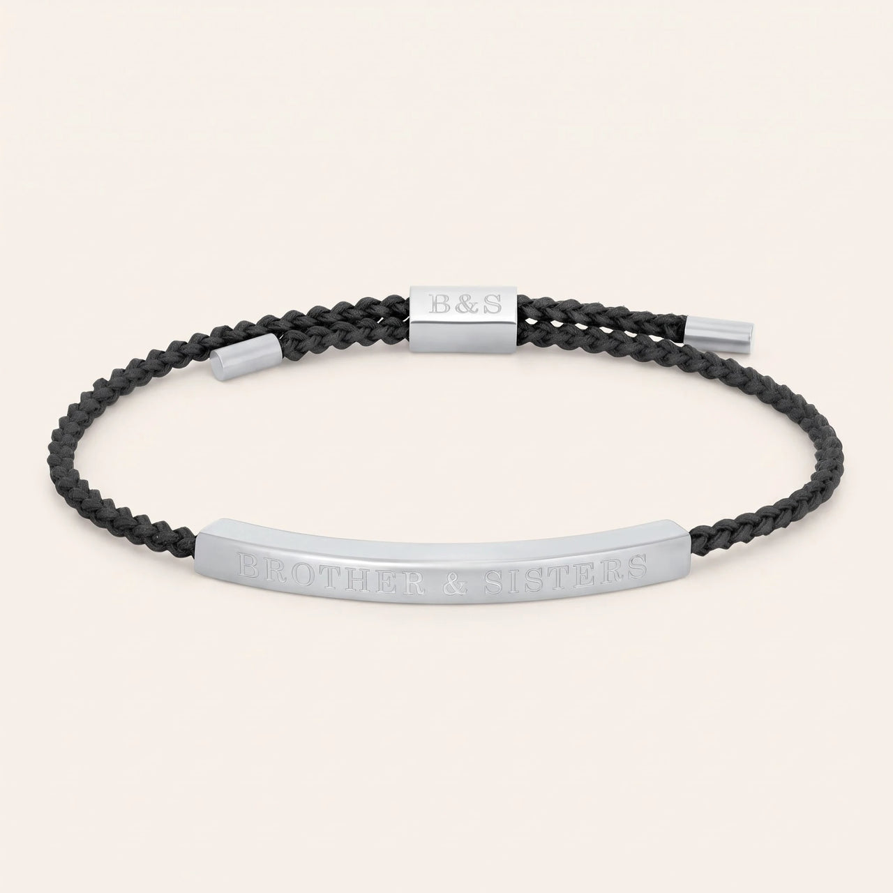 Bracelet noir — photo produit sur fond blanc, argent | SKU: lecaviar-wg