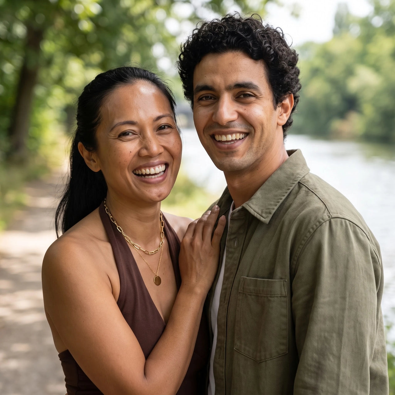 Collier trombone — photo en couple, or | SKU: le-tendance-g