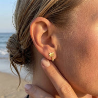 Thumbnail for Waterproof earrings — worn, real size, gold | SKU: 10287609-gold-color