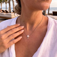 Thumbnail for Collier palmier — photo portée, taille réelle, or rose | SKU: 8732822-rose-gold-color