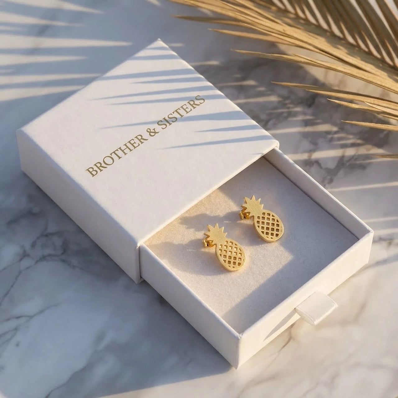 Boucles d'oreilles ananas — dans l'écrin cadeau, or | SKU: 437186-gold-color