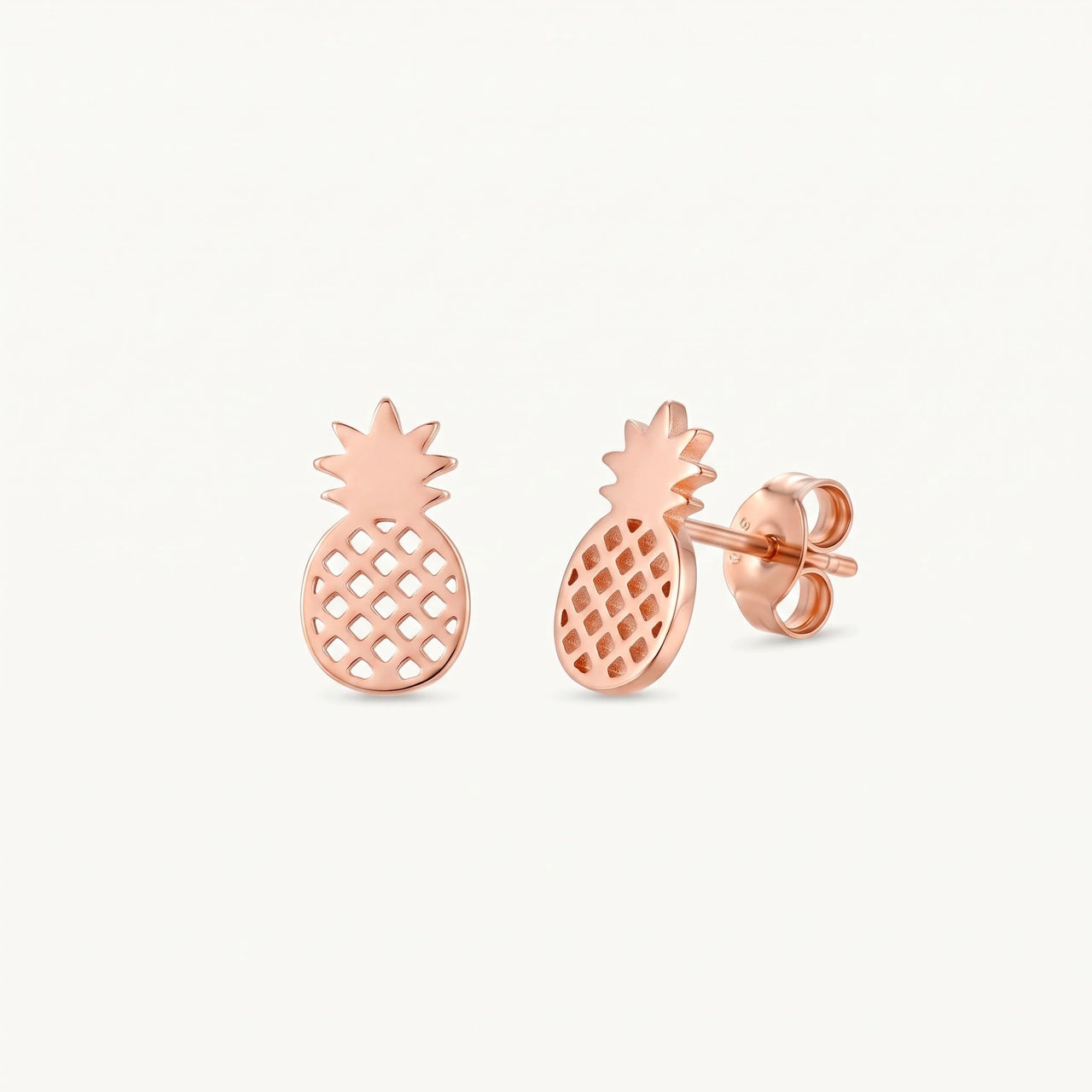 Boucles d'oreilles ananas — photo produit sur fond blanc, or rose | SKU: 437186-rose-gold-color