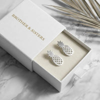 Thumbnail for Boucles d'oreilles ananas — dans l'écrin cadeau, argent | SKU: 437186-silver-plated