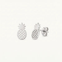 Thumbnail for Boucles d'oreilles ananas — photo produit sur fond blanc, argent | SKU: 437186-silver-plated
