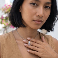 Thumbnail for Beach necklace — worn, everyday gesture, silver | SKU: 8050907-white-gold