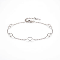 Thumbnail for Open Heart Anklet in Silver, view 2