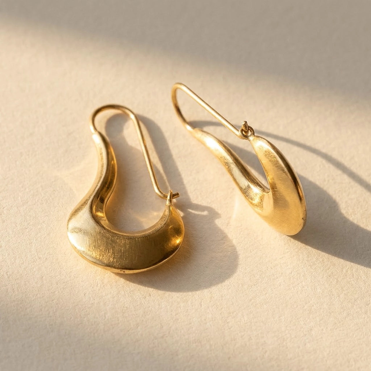 Sculpted Crescent Drops in Gold, product photo | SKU: 41008-gold
