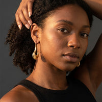 Thumbnail for Sculpted Crescent Drops in Gold, studio portrait | SKU: 41008-gold