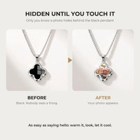 Thumbnail for Before and after: the clover pendant of the silver necklace turns from black to the hidden photo with the warmth of a touch | SKU: TPH-CLVN-SILVER