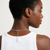 Thumbnail for Back of the neck showing the lobster clasp and extension chain of the silver photo necklace | SKU: TPH-HRTN-SILVER