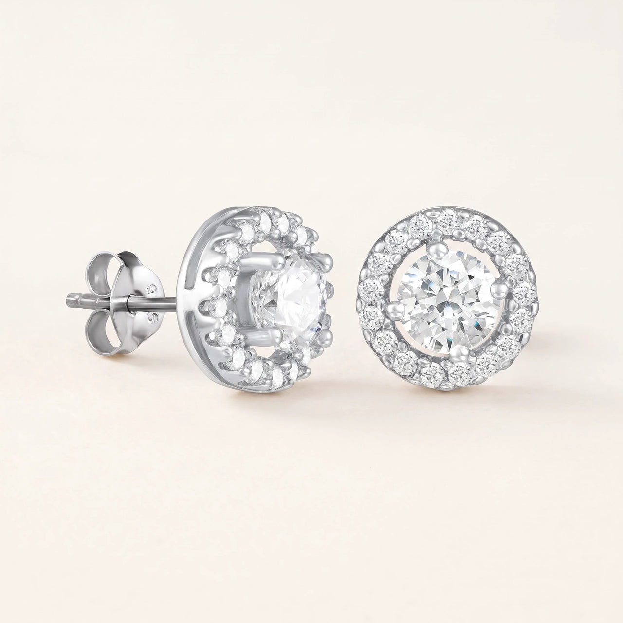 Boucles d'oreilles rondes — photo produit sur fond blanc, argent | SKU: 19991927