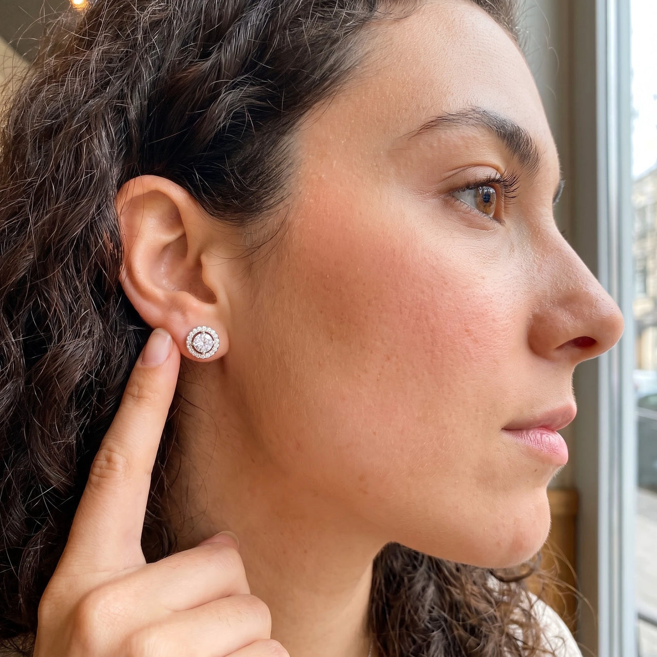 Boucles d'oreilles argent femme — photo portée, taille réelle, argent | SKU: 19991927