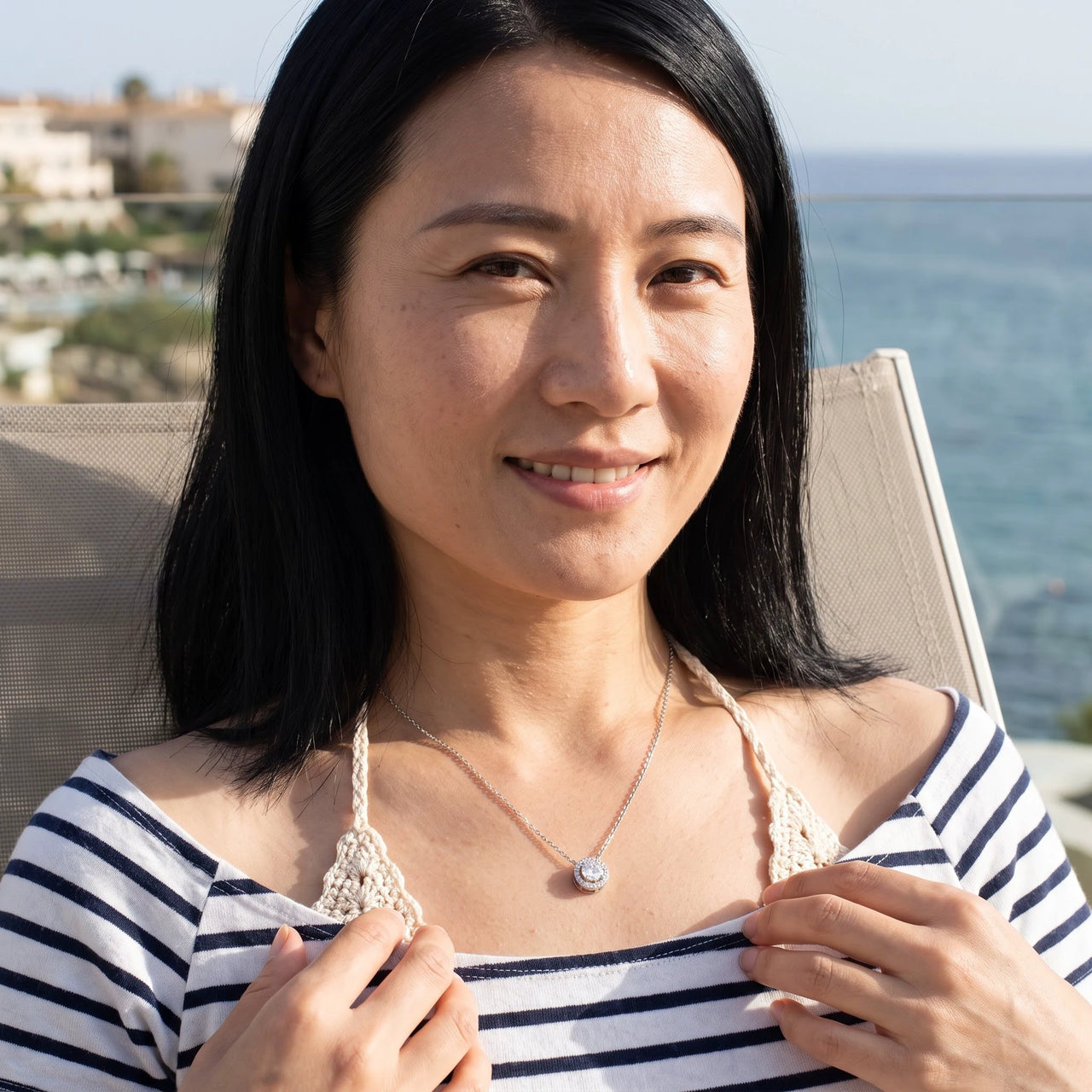 Collier argent femme — photo portée, argent | SKU: 33136351