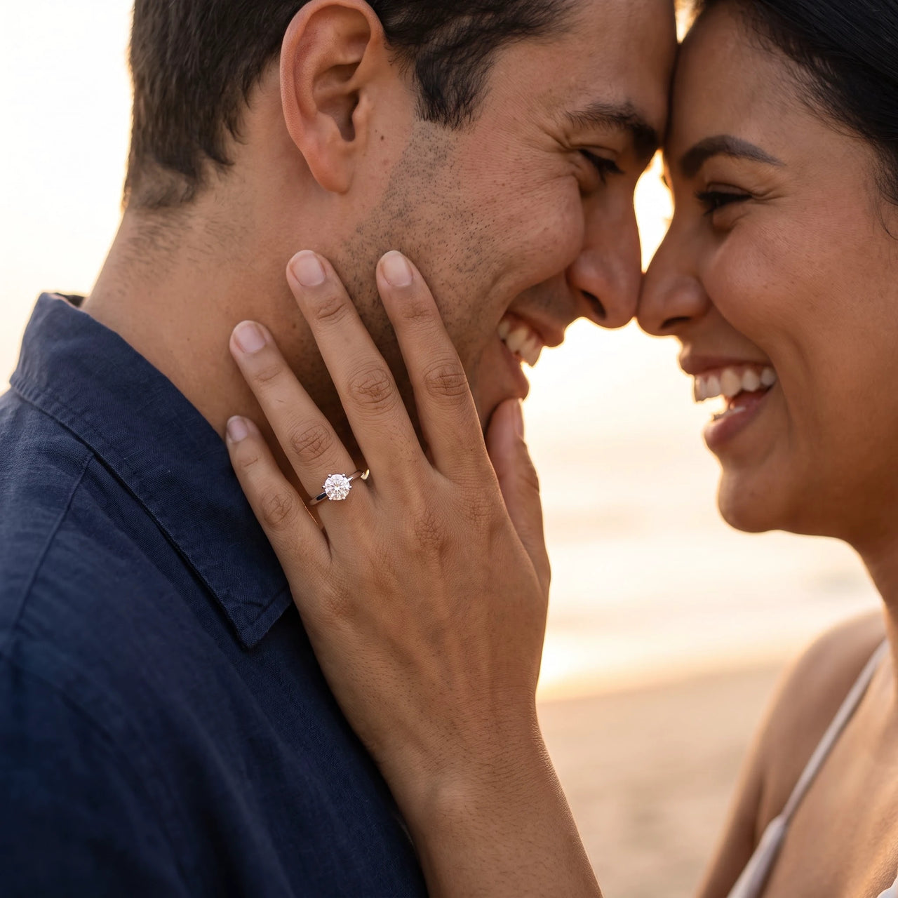 Bague solitaire — photo en couple, argent | SKU: 33759698-4.5-silver