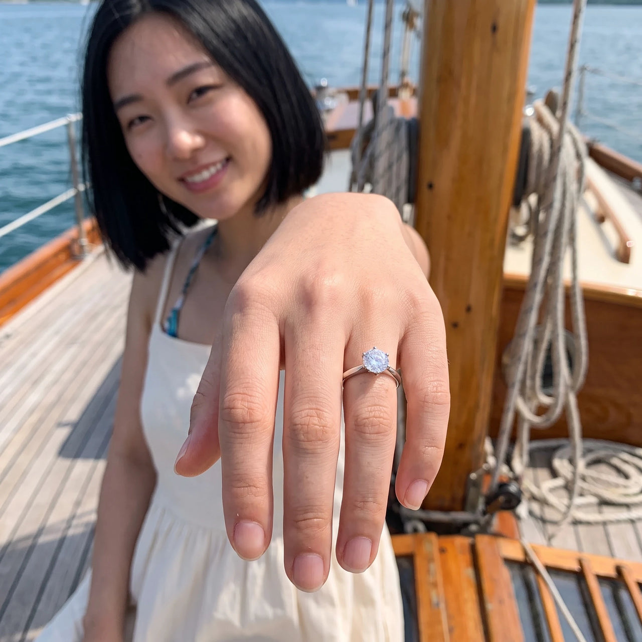 Bague argent femme — photo portée, argent | SKU: 33759698-4.5-silver