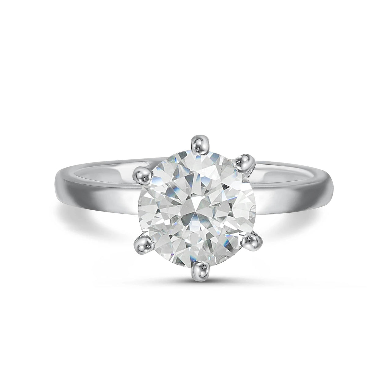 Bague solitaire — photo produit sur fond blanc, argent | SKU: 33759698-4.5-silver