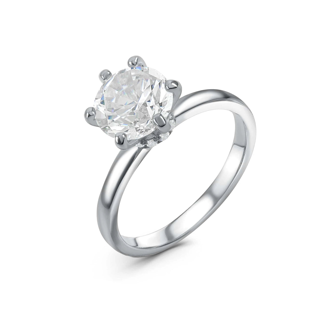 Bague solitaire — photo produit sur fond blanc, argent | SKU: 33759698-4.5-silver