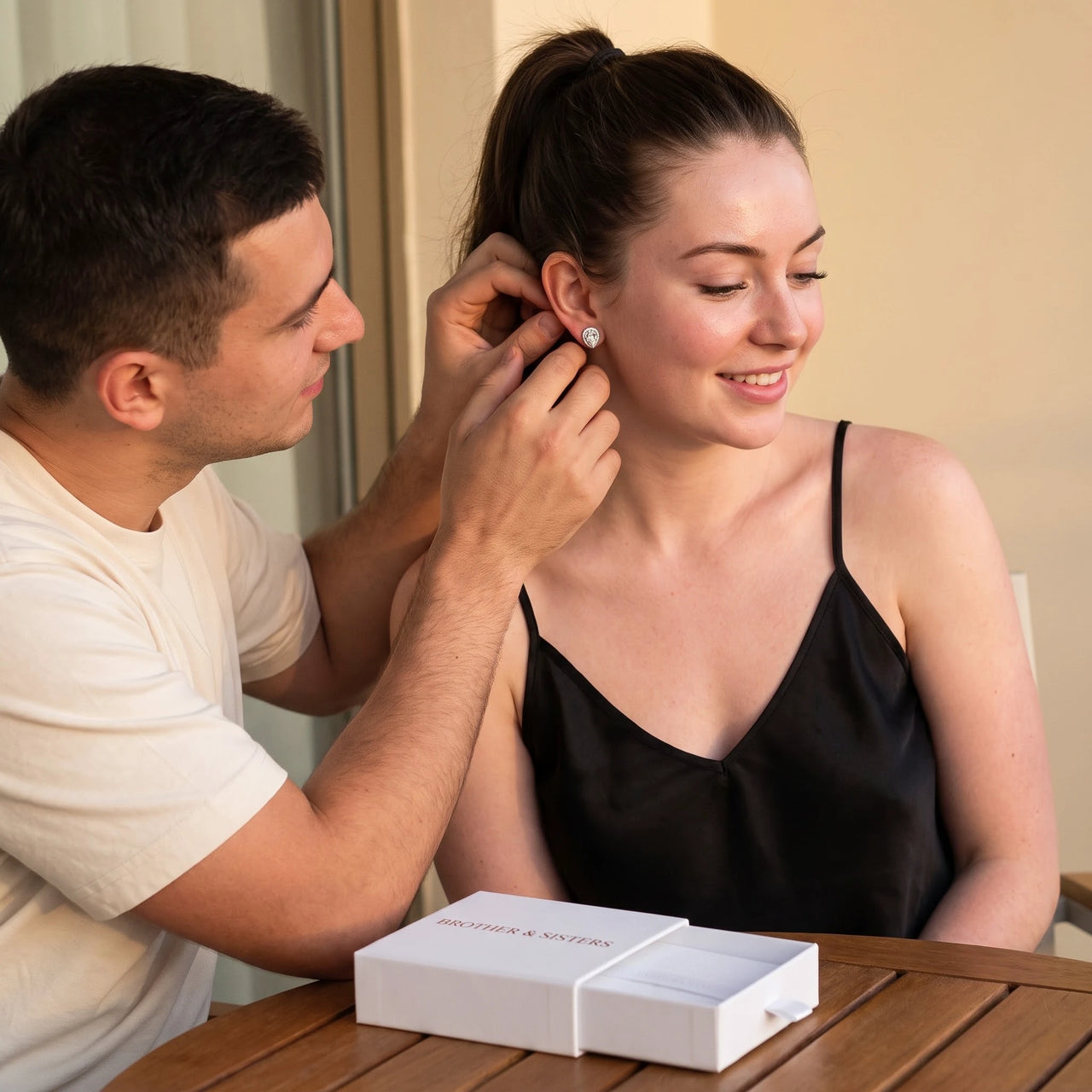Boucles d'oreilles goutte — photo en couple, argent | SKU: 505174