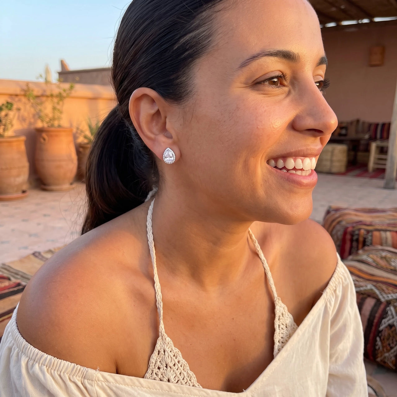 Boucles d'oreilles argent femme — photo portée, argent | SKU: 505174