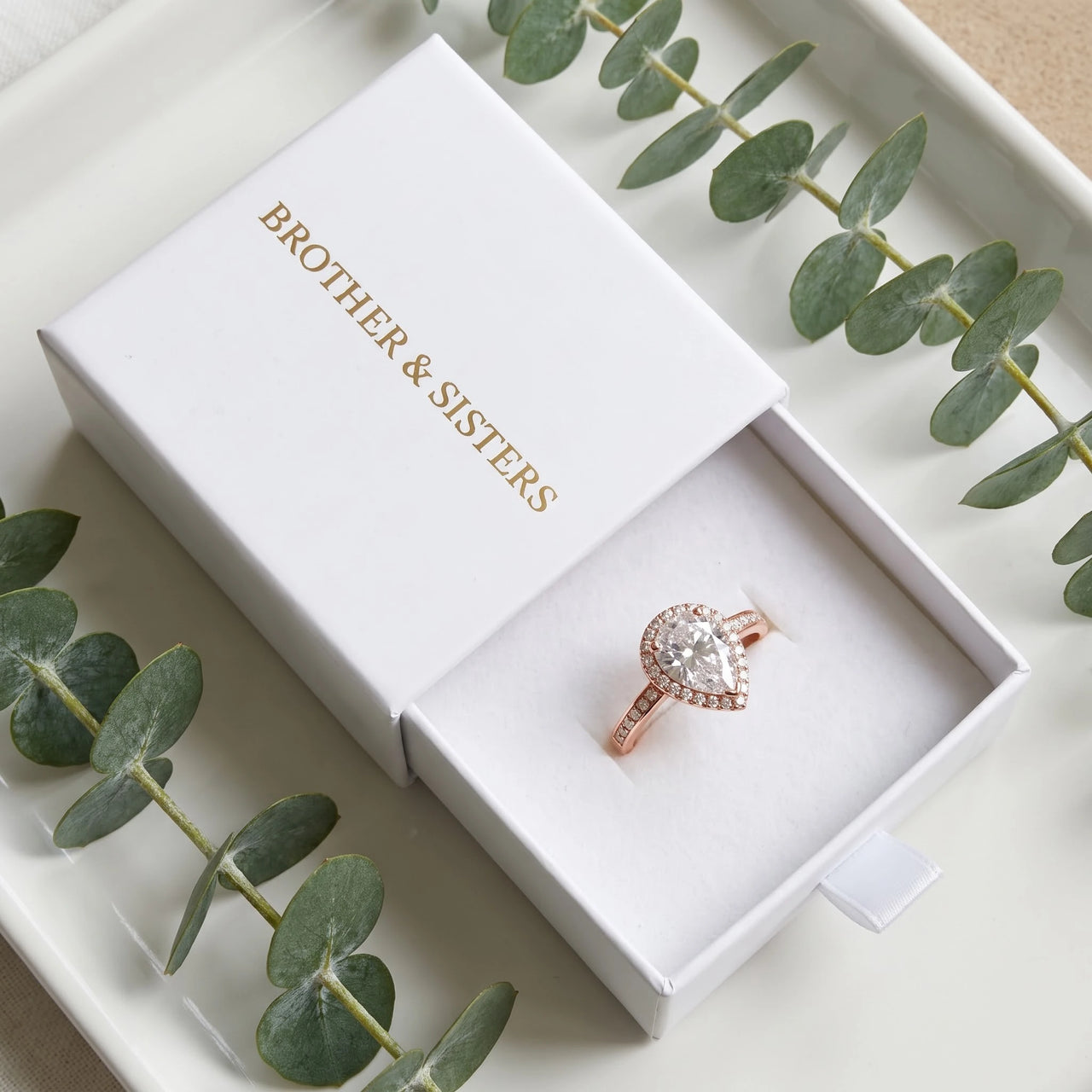 Bague goutte d'eau — dans l'écrin cadeau, or rose | SKU: 505162-4.5-rose-gold
