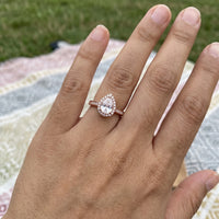 Thumbnail for Bague halo — photo portée, taille réelle, or rose | SKU: 505162-4.5-rose-gold