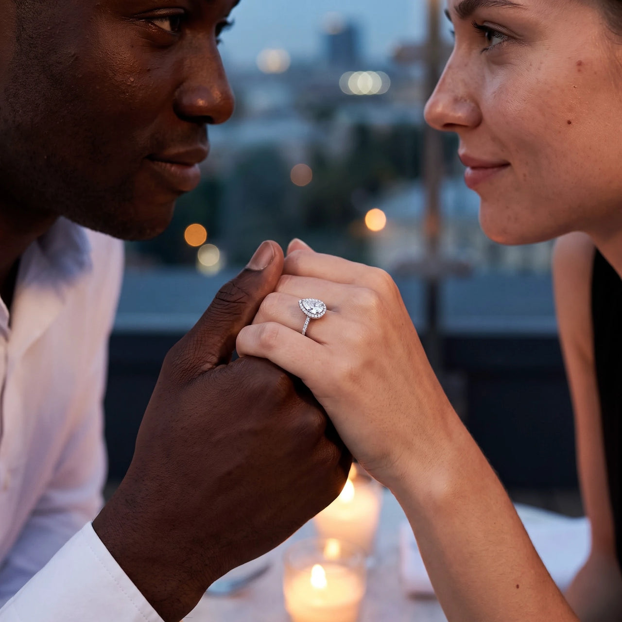 Bague goutte d'eau — photo en couple, argent | SKU: 505162-4.5-silver