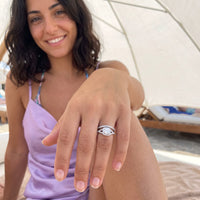 Thumbnail for Bague zircon — photo portée, argent | SKU: 497080-4.5-silver