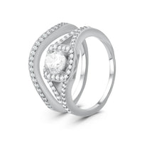 Thumbnail for Alliance et bague de fiançailles — photo produit sur fond blanc, argent | SKU: 497080-4.5-silver