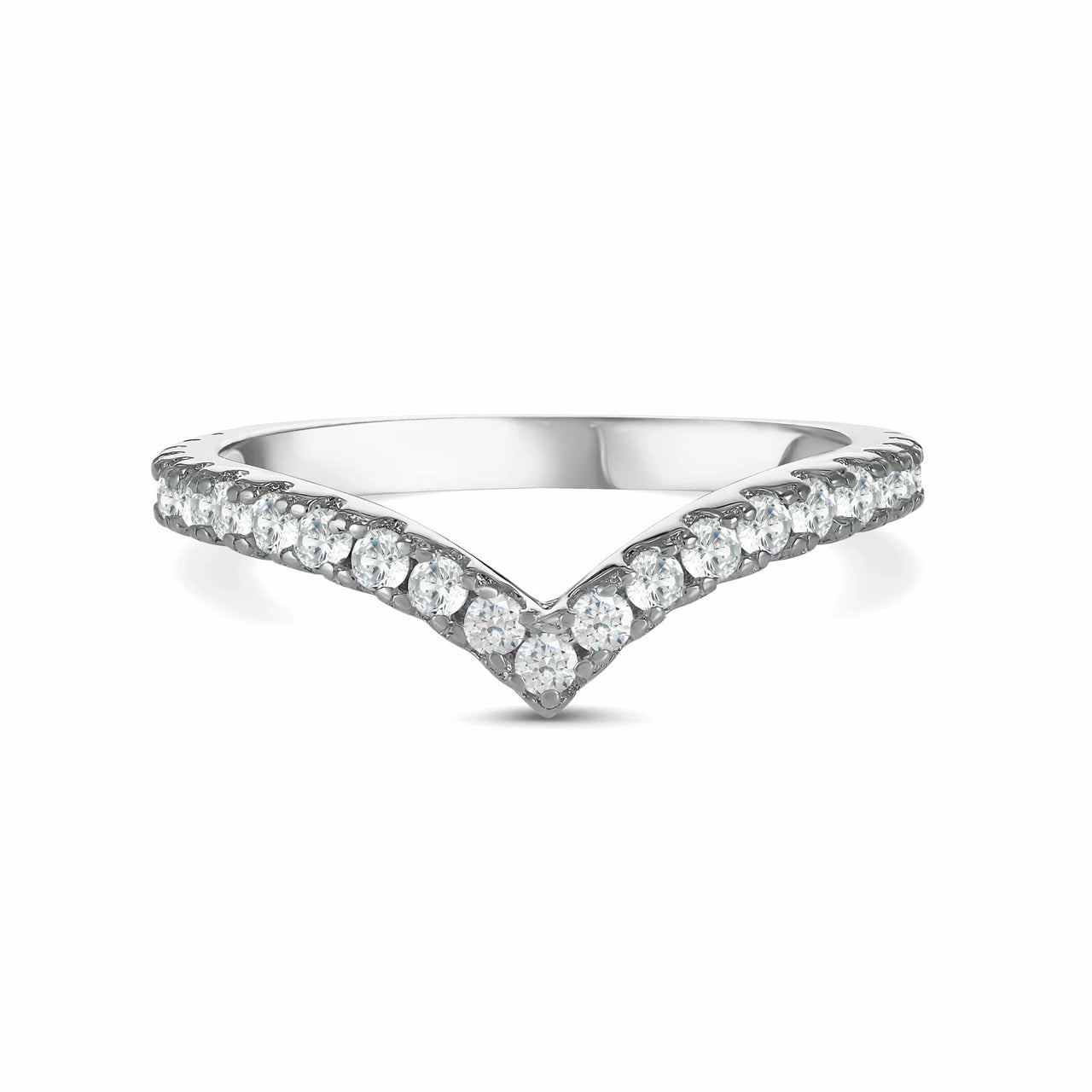 Bague v — photo produit sur fond blanc, argent | SKU: 10645547-4.5-silver