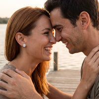 Thumbnail for Oval earrings — worn by a couple, silver | SKU: 6306968-white