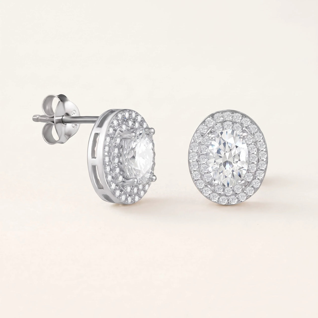 Oval earrings — product photo on a white background, silver | SKU: 6306968-white