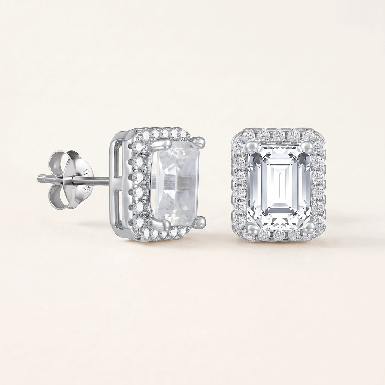 Boucles d'oreilles rectangle — photo produit sur fond blanc, argent | SKU: 22683128