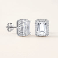 Thumbnail for Boucles d'oreilles rectangle — photo produit sur fond blanc, argent | SKU: 22683128